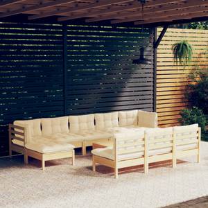 11-tlg. Garten-Lounge-Set mit Creme Creme