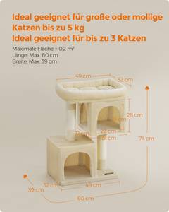 Kratzbaum Colin Beige - Holzwerkstoff - 32 x 70 x 48 cm