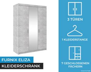 Furnix Schrank Eliza 3D Beton + Spiegel Grau
