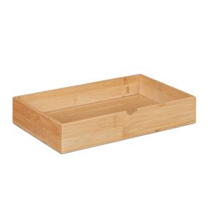 Boîte à 2 tiroirs en bambou et MDF Marron - Blanc - Bambou - Bois manufacturé - 33 x 14 x 21 cm