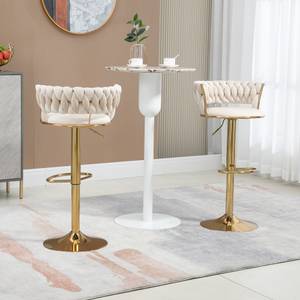 Barhocker FlowerDiana (2er Set) Beige - Gold