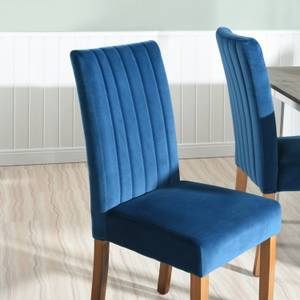 Lot de 2 chaises velours bleu Bleu - Textile - 61 x 102 x 46 cm