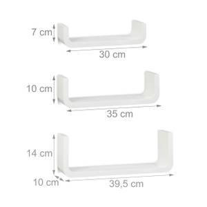 Wandregal 3er Set in U-form Weiß - Holzwerkstoff - 40 x 14 x 10 cm