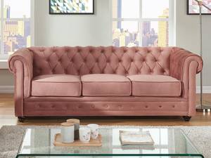 Canapé CHESTERFIELD Rose clair - Profondeur : 205 cm