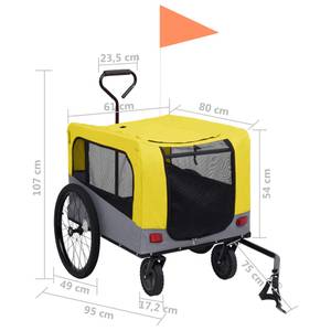 Chien de remorque de vélo 3003258 Gris - Jaune