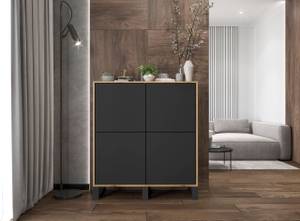 Highboard APOLLO Schwarz - Eiche Wotan Dekor