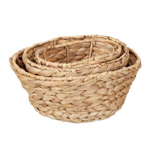 3x Aufbewahrungskörbe Wasserhyazinthe Braun - Metall - Rattan - 28 x 9 x 22 cm