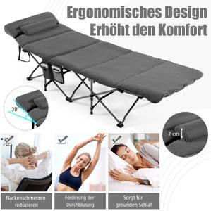 Feldbett Campingbett mit Matratze+Kissen Grau