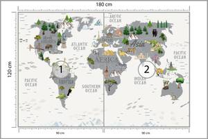 Papier Peint CARTE DU MONDE Plantes 180 x 120 x 120 cm