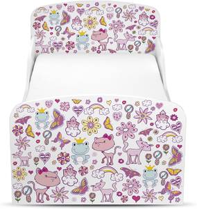 Moderne Lit Enfant Blanche Motif Bois manufacturé - 76 x 66 x 144 cm