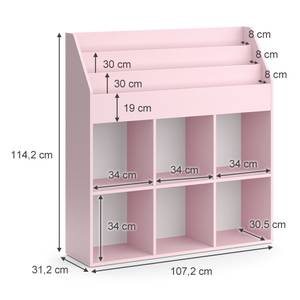 Bücherregal Luigi 2 Pink - Holzwerkstoff - 107 x 114 x 31 cm