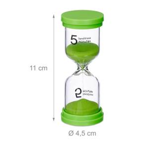 6er Set Sanduhren für Kinder Grün - Orange - Gelb - Glas - Naturfaser - Kunststoff - 5 x 11 x 5 cm