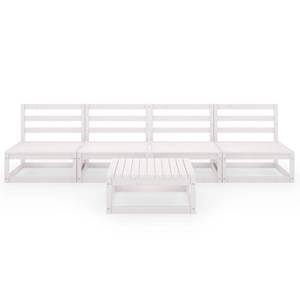 Salon de jardin (lot de 5) 3009884-1 Blanc - Bois massif - Bois/Imitation - 70 x 30 x 70 cm