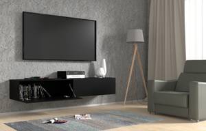 Meuble TV BINGO 180x40x30 Noir - Bois manufacturé - Matière plastique - 180 x 30 x 40 cm