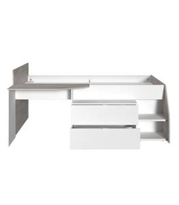 Lit Combiné avec Bureau Milky Blanc - Bois manufacturé - 203 x 90 x 134 cm