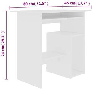 Bureau Blanc - Bois manufacturé - Bois massif - 80 x 74 x 80 cm