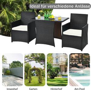 Gartenmöbel inkl. Sitzkissen (3er Set) Braun - Rattan