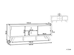 Meuble TV ACTON Marron - Blanc - Bois manufacturé - 147 x 56 x 42 cm