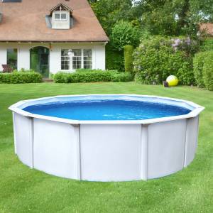 Stahlwandpool-Set Classic Weiß - Metall - 550 x 2 x 550 cm