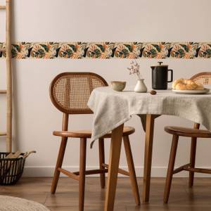 Bande Décorative Feuilles De Monstera Beige - Noir - Vert - Orange - Papier - Textile - 10 x 300 x 300 cm