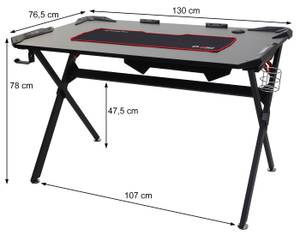 Schreibtisch F11 Schwarz - Metall - Holz teilmassiv - 130 x 78 x 76 cm