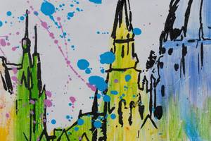 Acrylbild Budapest Skyline Silhouette Grau - Massivholz - Textil - Holz teilmassiv - 120 x 60 x 4 cm