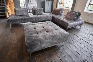 Modulsofa mit Hocker WIOLO Grau - Textil - 350 x 80 x 350 cm