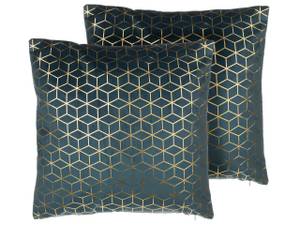 Kissen 2er Set CELOSIA Blau - Dunkelblau - Gold