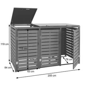 3er-Mülltonnenverkleidung K14 3x120l Dunkelbraun