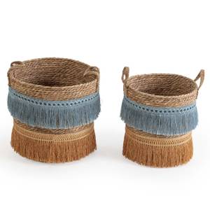 Set de 2 paniers Indie fibre naturelle Bleu - Fibres naturelles - 36 x 34 x 36 cm