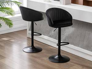 Tabouret de bar DORALIZ Lot de 2 Noir - Textile - 52 x 105 x 54 cm