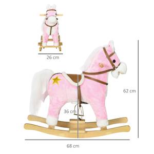 Kinder Schaukelpferd 330-165V00PK Pink - Massivholz - 26 x 62 x 68 cm