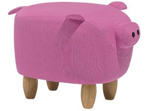 Pouf animal PIGGY Chêne clair - Rose foncé