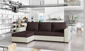 Ecksofa NEWARA Beige - Braun - Ecke davorstehend links