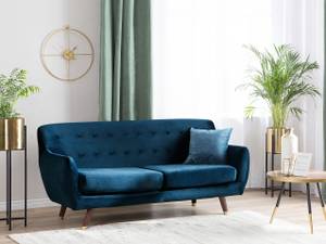 3-Sitzer Sofa BODO Blau - Gold - Marineblau - Eiche Dunkel