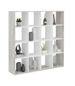 Meuble à 16 cases Mega 6 - L138,5 cm Blanc - Fourrure synthétique - 33 x 143 x 139 cm