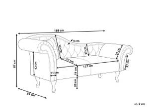 Chaiselongue LATTES Schwarz - Braun - Dunkelbraun - Armlehne davorstehend rechts - Ecke davorstehend links