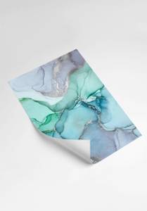 Aquarell Blau Silber Poster Set Papier - 70 x 50 x 70 cm