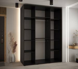 SCHWEBETÜRENSCHRANK LANKO 1 Schwarz - Eiche Dekor - 160 x 60 cm - 3 Türen