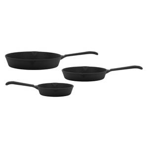 Gusseisen Pfannen 3er Set Outdoor Schwarz - Metall - 26 x 5 x 42 cm