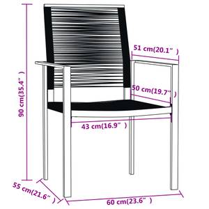 Ensemble de salle à manger Noir - Métal - 100 x 74 x 200 cm