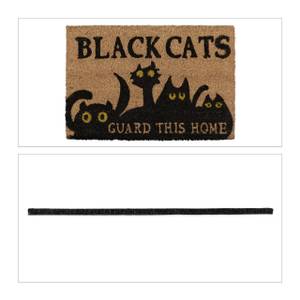 Fußmatte Kokos mit schwarzen Katzen Schwarz - Braun - Gelb - Naturfaser - Kunststoff - 60 x 2 x 40 cm