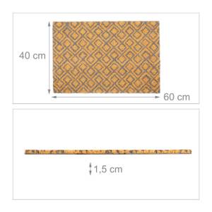 Fußmatte Kokos mit geometrischem Muster Beige - Grau - Naturfaser - Kunststoff - 60 x 2 x 40 cm
