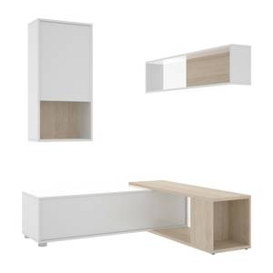 Unité murale Denali Blanc et Chêne Blanc - Bois manufacturé - 230 x 137 x 41 cm