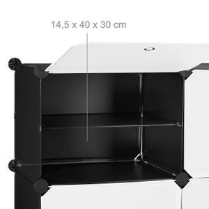 Schuhschrank in Schwarz-Weiß 12 Fächer Schwarz - Weiß - Metall - Kunststoff - 85 x 95 x 32 cm