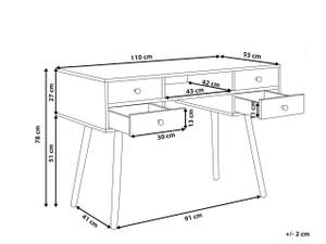 Bureau LEVIN Marron - Blanc - Bois manufacturé - 110 x 78 x 55 cm