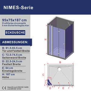 Eckdusche mit Seitenwand NIMES 95 x 75 cm