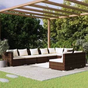 Salon de jardin (lot de 8) 3013637-12 Marron - Blanc - Métal - Polyrotin - 70 x 61 x 70 cm