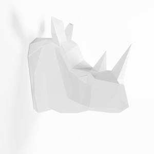 Trophée décoratif Rhinocéros Blanc - Céramique - Matière plastique - 28 x 30 x 21 cm