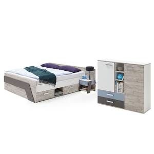 Jugendzimmer Set mit Bett 140x200 cm Weiß - Holzwerkstoff